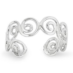 14k White Gold Fancy Swirl Adjustable Toe Ring
