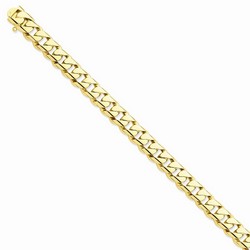 10 mm Polished Mens Rounded Curb Chain in 14k Yellow Gold - 8 Inch