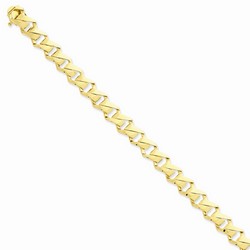 10 mm Polished Mens Fancy Curb Chain in 14k Yellow Gold - 8 Inch