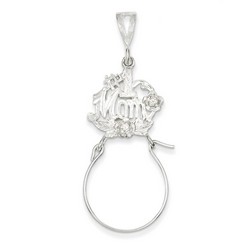 #1 Mom Charm Holder in 925 Sterling Silver