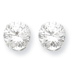 10mm Round Snap Set CZ Stud Earrings in 925 Sterling Silver