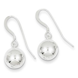 10mm Diamond Cut Bead Dangle Earrings in 925 Sterling Silver
