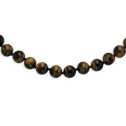10-10.5mm Smooth Beaded Tiger Eye Necklace