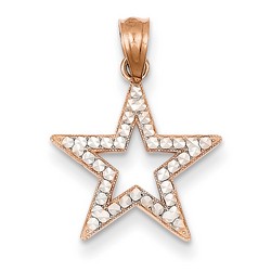 14k Rose Gold Diamond Cut Star Pendant 15x15 mm 0.62 gr