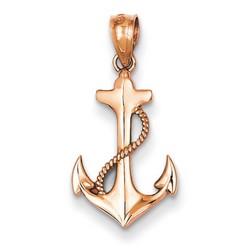 14k Rose Gold Anchor Pendant 17x13 mm 0.68 gr