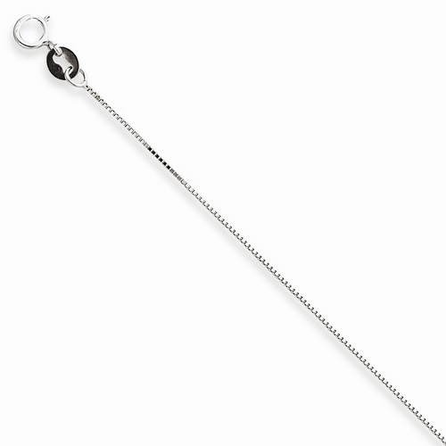 0.5 mm Box Pendant Chain in 14k White Gold