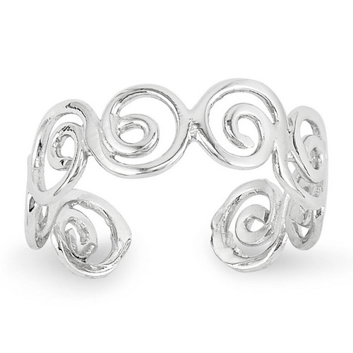 14k White Gold Fancy Swirl Adjustable Toe Ring