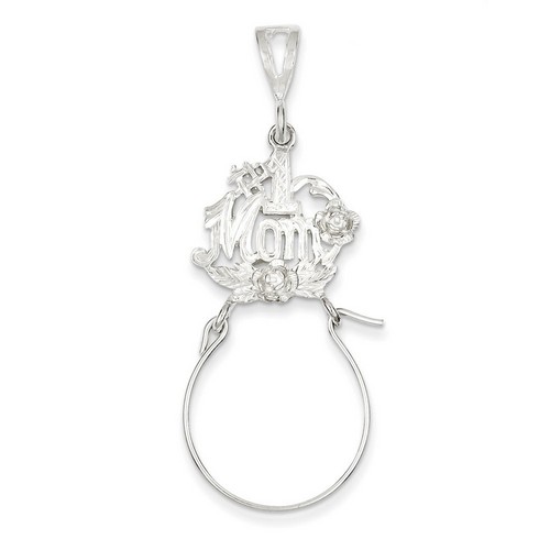 #1 Mom Charm Holder in 925 Sterling Silver