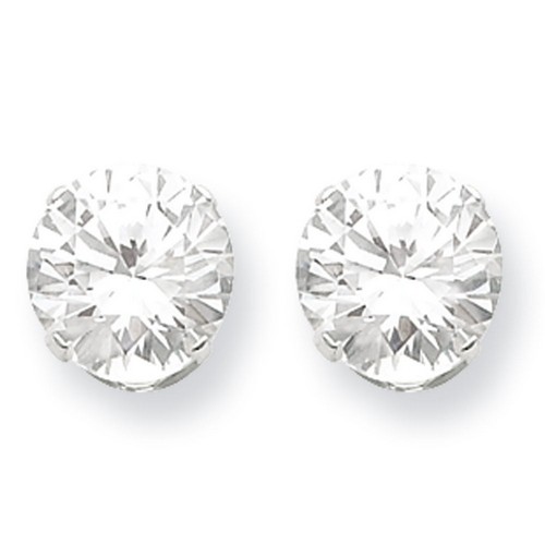10mm Round Snap Set CZ Stud Earrings in 925 Sterling Silver
