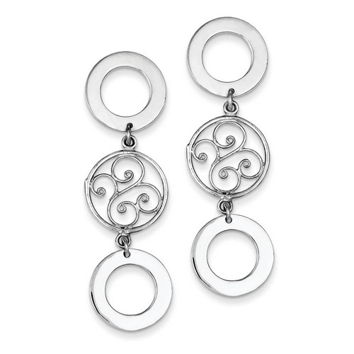 3 Circle with Filigree Dangle Earrings in 925 Sterling Silver