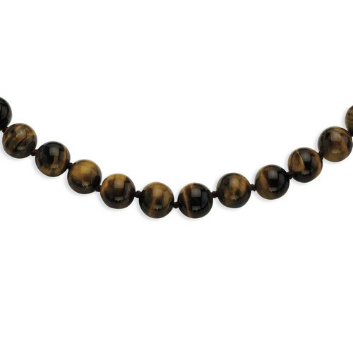 10-10.5mm Smooth Beaded Tiger Eye Necklace