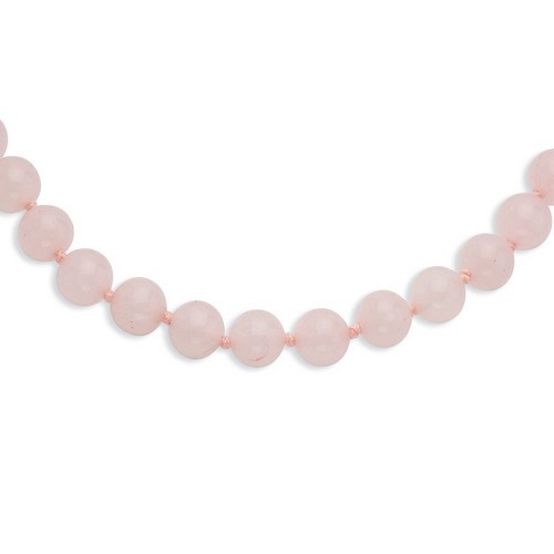 10-10.5mm Smooth Beaded Rose Quartz Necklace