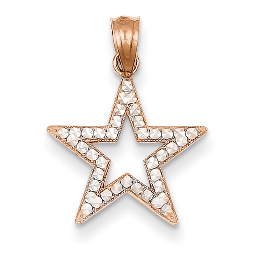 14k Rose Gold Diamond Cut Star Pendant 15x15 mm 0.62 gr