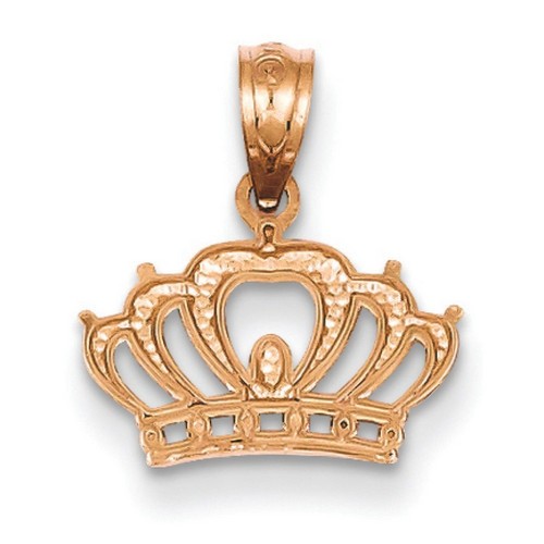 14k Rose Gold Crown Pendant 8x13 mm 0.55 gr
